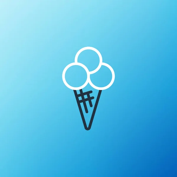Лінія морозива в значку вафельного конуса ізольовано на синьому фоні. Солодкий символ. Барвиста концепція контуру. Векторні — стоковий вектор