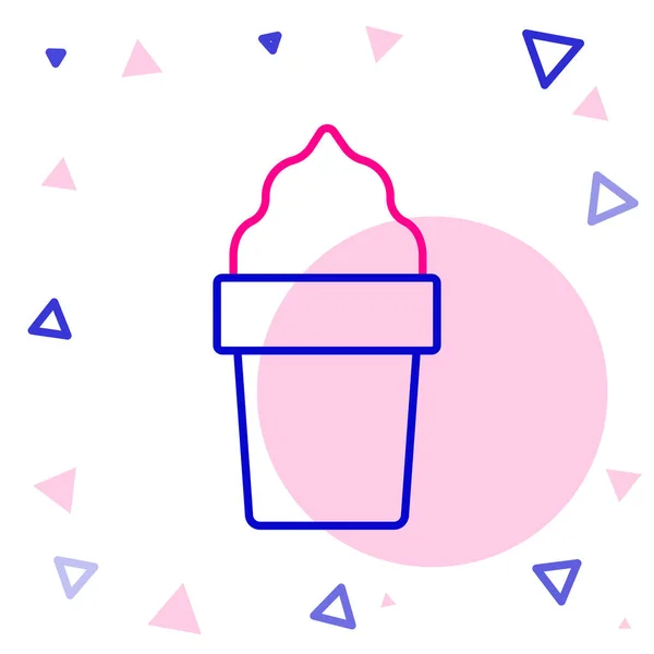 Ligne de crème glacée dans une icône de cône de gaufre isolé sur fond blanc. Doux symbole. Concept de contour coloré. Vecteur — Image vectorielle