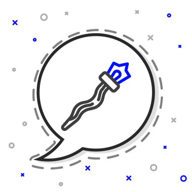 Çizgi Sihirbazı simgesi beyaz arkaplanda izole edildi. Sihirli değnek, asa, değnek, değnek. Renkli taslak konsepti. Vektör