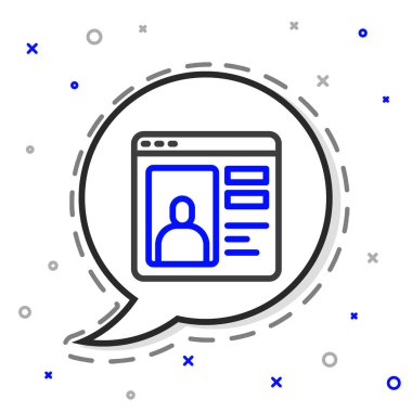 Satır Bulma uygulaması çevrimiçi dizüstü bilgisayar konsepti simgesi beyaz arkaplanda izole edildi. Kadın erkek profili düz tasarım. Çift ilişki için eşleşiyor. Renkli taslak konsepti. Vektör