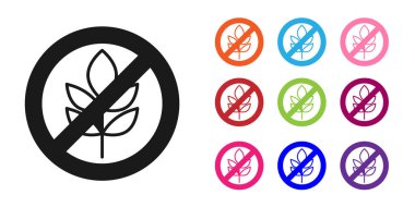 Kara glütensiz tahıl ikonu izole edilmiş siyah arkaplan. Buğday işareti yok. Yiyecek hoşgörüsüzlüğü sembolleri. Simgeleri renklendirin. Vektör