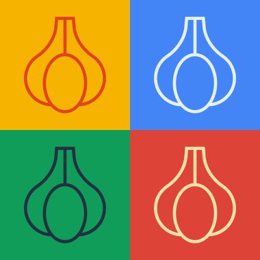 Pop sanat eseri sarımsak ikonu pop sanatının arka planını izole etti. Vektör