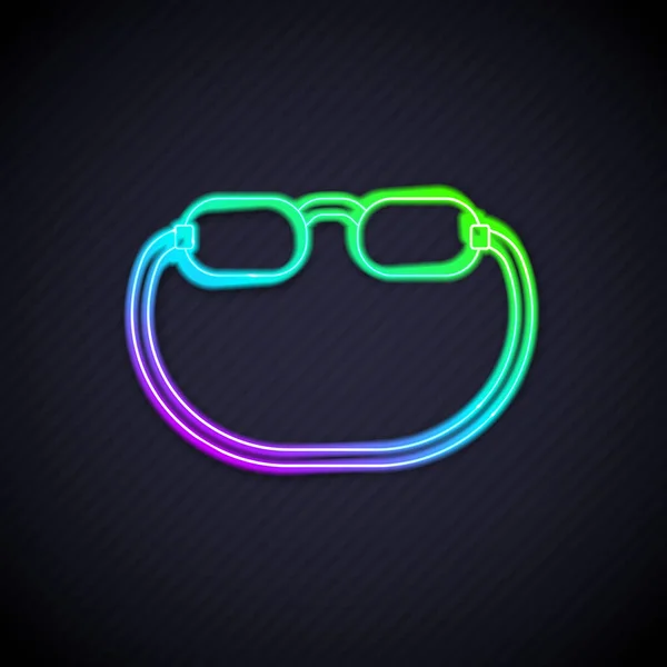 Zářící neonová čára Ikona brýlí izolovaná na černém pozadí. Vektor — Stockový vektor
