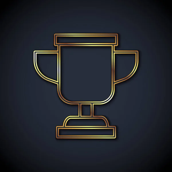 Icono de copa Gold line Award aislado sobre fondo negro. Símbolo del trofeo ganador. Campeonato o trofeo de competición. Señal de logro deportivo. Vector — Archivo Imágenes Vectoriales