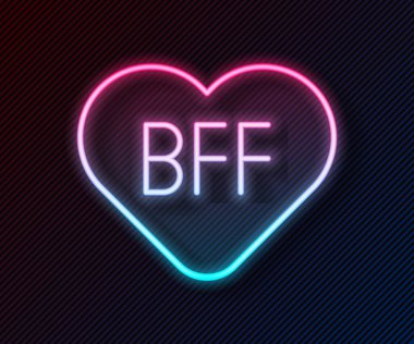 Parlayan neon hattı BFF ya da en iyi arkadaşlar sonsuza kadar siyah arkaplanda izole edilmiş ikon. Vektör