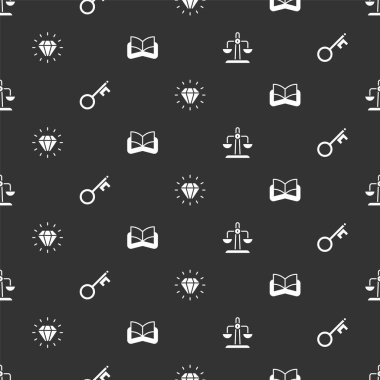 Terazi burcunu, Eski anahtarı, Elmas 'ı ve Eskiler' in sihirli kitabını kusursuz şablona ayarla. Vektör