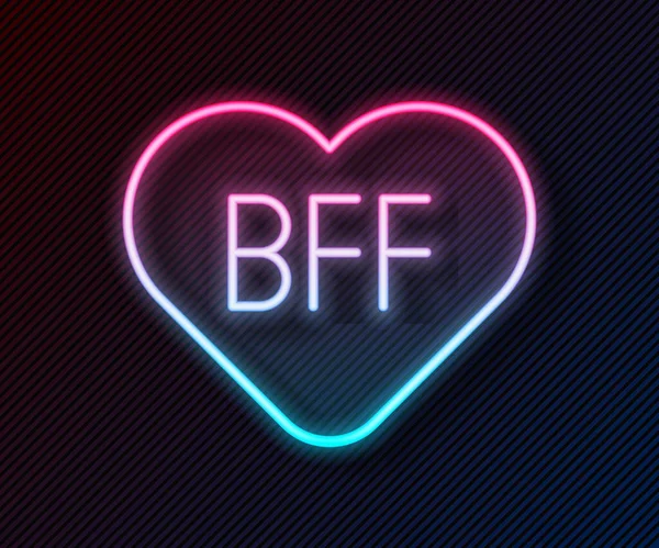 Λάμψη νέον γραμμή BFF ή καλύτερους φίλους για πάντα εικονίδιο απομονώνονται σε μαύρο φόντο. Διάνυσμα — Διανυσματικό Αρχείο