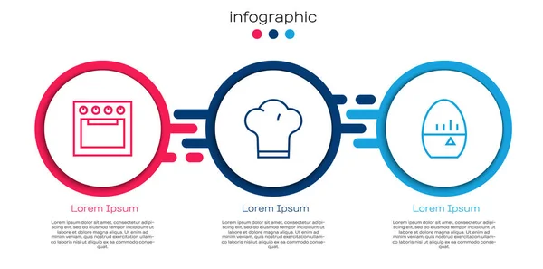 Установить линию духовка, шляпа шеф-повара и таймер кухни. Бизнес-инфографический шаблон. Вектор — стоковый вектор