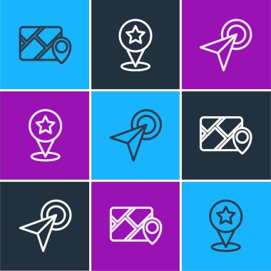 Şehir haritası navigasyonunun çizgi bilgisini ve yıldız simgesi ile harita işaretçisini ayarla. Vektör