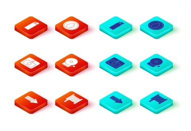 Yangın çıkış hortumu alarm sistemini ayarlayın. Çan sesini açın. Su damlası ve daha hafif simge. Vektör.