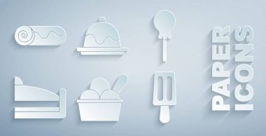 Dondurmayı klozete koy. Pasta ve çikolatalı pasta ikonu. Vektör.