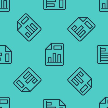 Grafik çizelgesi simgesine sahip siyah çizgi belgesi yeşil arkaplanda izole edilmiş pürüzsüz desen. Metin dosya simgesini rapor et. Muhasebe tabelası. Denetim, analiz, planlama. Vektör.