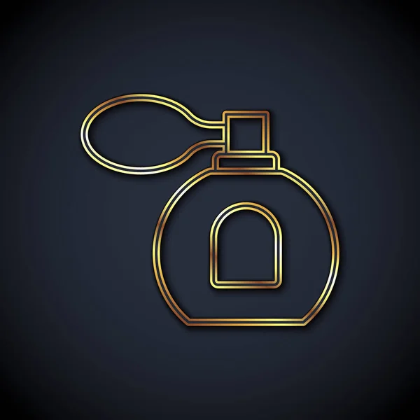 Gold Line Perfume Icon Isolated Black Background Vector — Stock Vector
