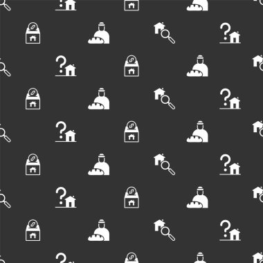 Arama Evi 'ni soru işareti bağışı, hayır işi ve evsizleri sorunsuz besleyecek şekilde ayarla. Vektör.