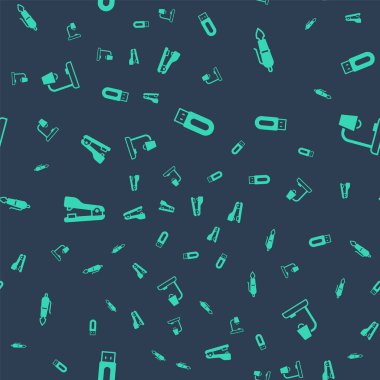 USB flash diski dolmakalem ucu zımbası ve masa lambasını pürüzsüz desene ayarla. Vektör.