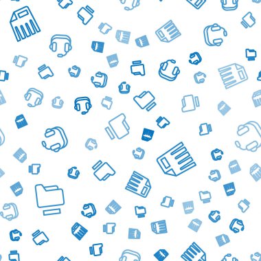 Belge klasörü kağıt öğütücüsünü ve kulaklıkları pürüzsüz desene ayarla. Vektör.