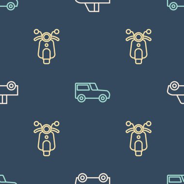 Hattı, Scooter ve Car 'ı kusursuz bir şekilde ayarlayın. Vektör.