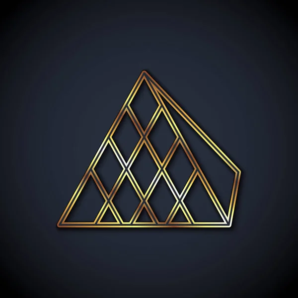 Goldlinie Ikone Der Glaspyramide Louvre Isoliert Auf Schwarzem Hintergrund Louvre — Stockvektor