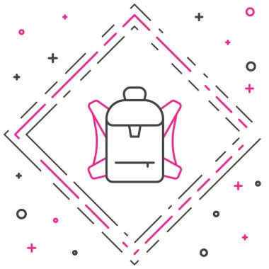 Sırt çantası simgesi beyaz arkaplanda izole edildi. Kamp ve dağ gezisi sırt çantası. Renkli taslak konsepti. Vektör