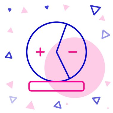 Satır Atom simgesi beyaz arkaplanda izole edildi. Bilimin, eğitimin, nükleer fiziğin, bilimsel araştırmaların sembolü. Renkli taslak konsepti. Vektör