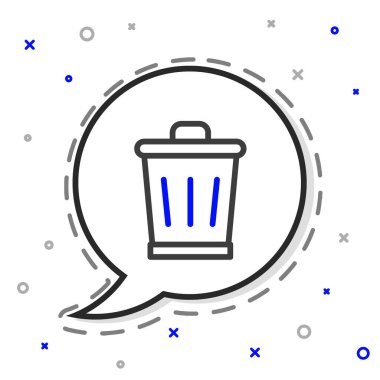 Çöp kutusu simgesi beyaz arkaplanda izole edildi. Çöp kutusu tabelası. Sepet simgesini geri dönüştür. Ofis çöpü ikonu. Renkli taslak konsepti. Vektör