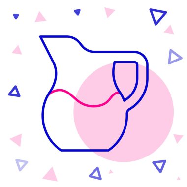 Süt ikonlu çizgi sürahisi beyaz arka planda izole edilmiş. Süt için çaydanlık. Süt içen cam sürahi. Renkli taslak konsepti. Vektör