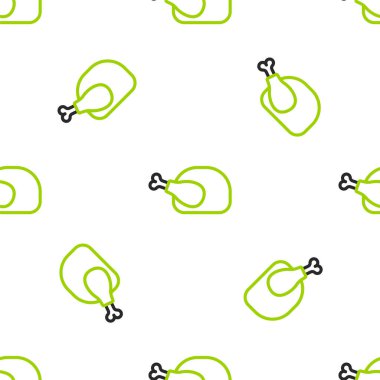 Kızarmış hindi ya da tavuk ikonu beyaz arka planda izole edilmiş pürüzsüz desen. Vektör