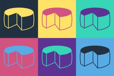 Pop Art Cheese simgesi renk arkaplanında izole edilmiş. Vektör