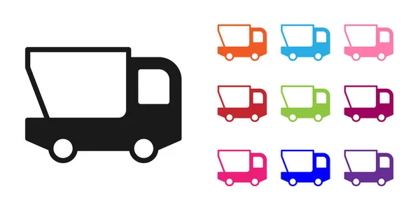 Ícone de caminhão de brinquedo preto isolado no fundo branco. Definir ícones coloridos. Vetor — Vetor de Stock