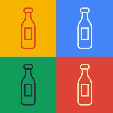 Popüler sanat eseri şişe ikonu renk arkaplanında izole edilmiş. Soda su içme tabelası. Vektör.