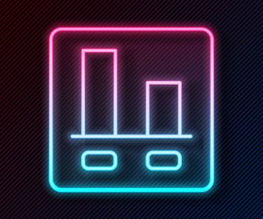 Parlayan neon çizgisi, grafik, diyagram, siyah arkaplanda izole edilmiş bilgi simgesi. Vektör.