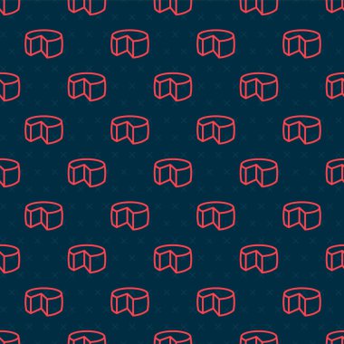 Kırmızı çizgili Peynir simgesi siyah arkaplanda pürüzsüz desen izole etti. Vektör.