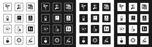 Set Calculator Tudományos Könyv Akkumulátor Növénynemesítés Betegnyilvántartás Atom Graph Chart — Stock Vector
