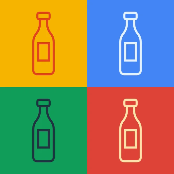 Pop Art Line Icono Botella Agua Aislado Sobre Fondo Color — Vector de stock