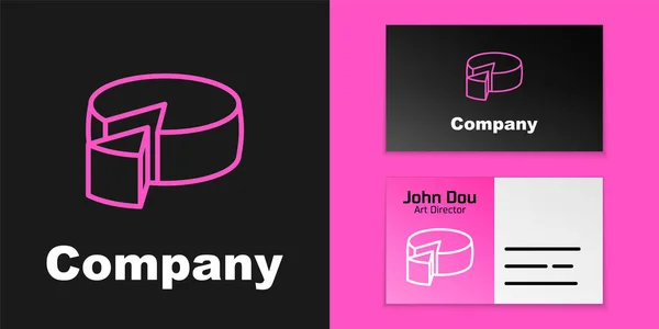 粉红线奶酪图标孤立在黑色背景 标志设计模板元素 — 图库矢量图片