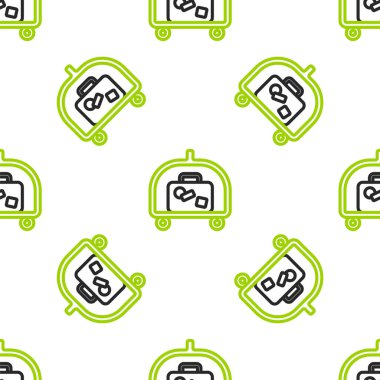 Line Otel bagaj arabasının beyaz arka planda izole edilmiş ikonu var. Seyahat bagaj tabelası. Seyahat bagaj ikonu. Vektör