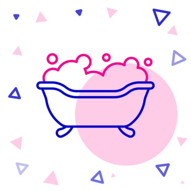 Beyaz arkaplanda izole edilmiş köpük köpüklü küvet. Renkli taslak konsepti. Vektör