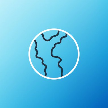 Line Global ekonomik kriz ikonu mavi arka planda izole edildi. Dünya finans krizi. Renkli taslak konsepti. Vektör