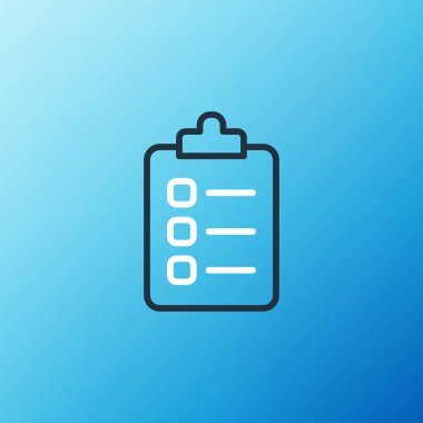 Liste yapmak için satır ya da planlama simgesi mavi arkaplanda izole edildi. Renkli taslak konsepti. Vektör