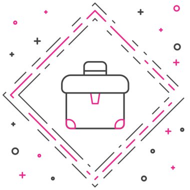 Satır Evrak Çantası simgesi beyaz arkaplanda izole edildi. İş ilanı. İş portföyü. Renkli taslak konsepti. Vektör