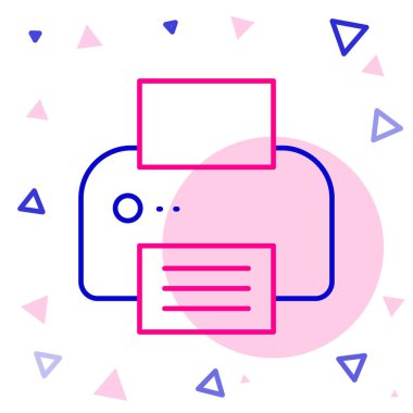 Çizgi Yazıcı simgesi beyaz arkaplanda izole edildi. Renkli taslak konsepti. Vektör