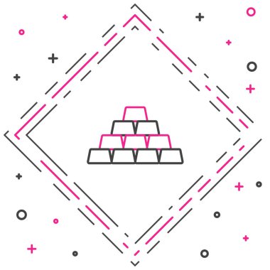 Satır Altın çubukları simgesi beyaz arkaplanda izole edildi. Bankacılık işi konsepti. Renkli taslak konsepti. Vektör