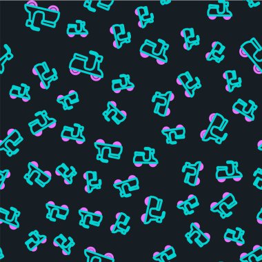 Çizgi Scooter simgesi siyah arkaplanda izole edilmiş. Vektör