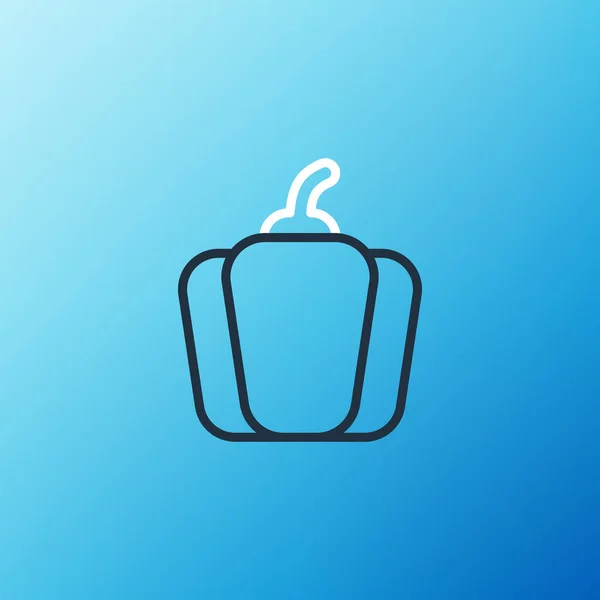 Línea Pimiento morrón o capsicum dulce icono aislado sobre fondo azul. Concepto de esquema colorido. Vector — Vector de stock