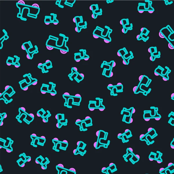 Çizgi Scooter simgesi siyah arkaplanda izole edilmiş. Vektör