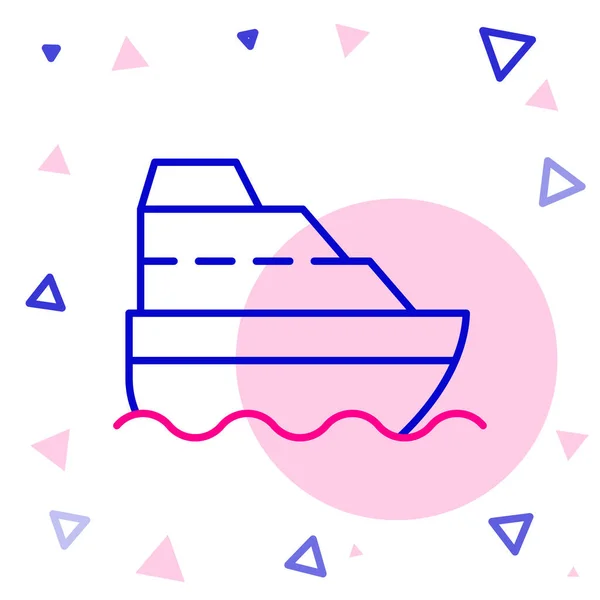 Line Cruise hajó óceán ikon elszigetelt fehér háttér. Körbeutazni a világot. Színes vázlat koncepció. Vektor — Stock Vector