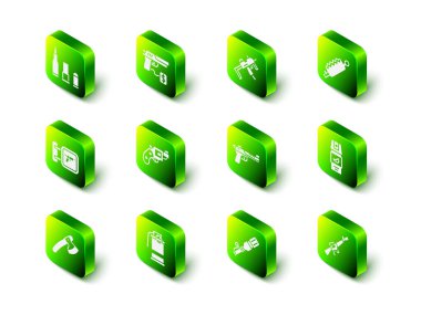 Satın alma tabancası, MP9I alt makine, tuzak avı, biber gazı, M16A1 tüfek, Çöl Kartalı, Anti-tank el bombası ve El bombası ikonu. Vektör