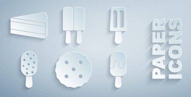 Kurabiye ya da bisküvi, dondurma ve kek ikonu hazırla. Vektör