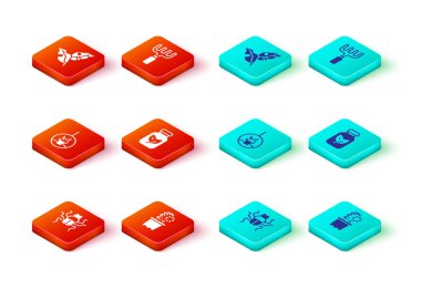 Set Böceği, kaktüs peyote in pot, bitki asma, gübre şişesi, bahçe tırmığı ve tropikal yaprak ikonu. Vektör