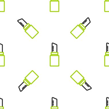 Çizgi ruj simgesi beyaz arkaplanda izole edilmiş kusursuz desen. 8 Mart. Uluslararası Mutlu Kadınlar Günü. Vektör